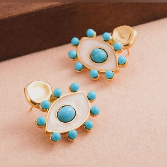 Evil eye earrings M690 - Picture 1 of 5